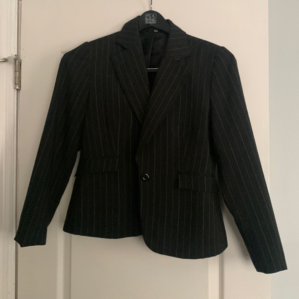 Black tan pin stripe blazer